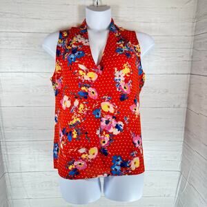 NWT Rose + Olive red floral polka dot sleeveless Blouse XL cottage women boho